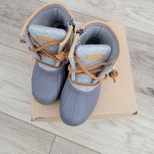 Sperry Saltwater Gray Girls Size 9 Little Kid Duck Boots Wool Uppers - New